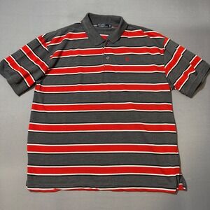 Polo Ralph Lauren Mens 2XL Gray Red Stripe Short Sleeve Polo Shirt